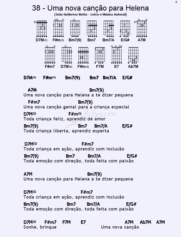 38- Uma nova canção para Helena, Música