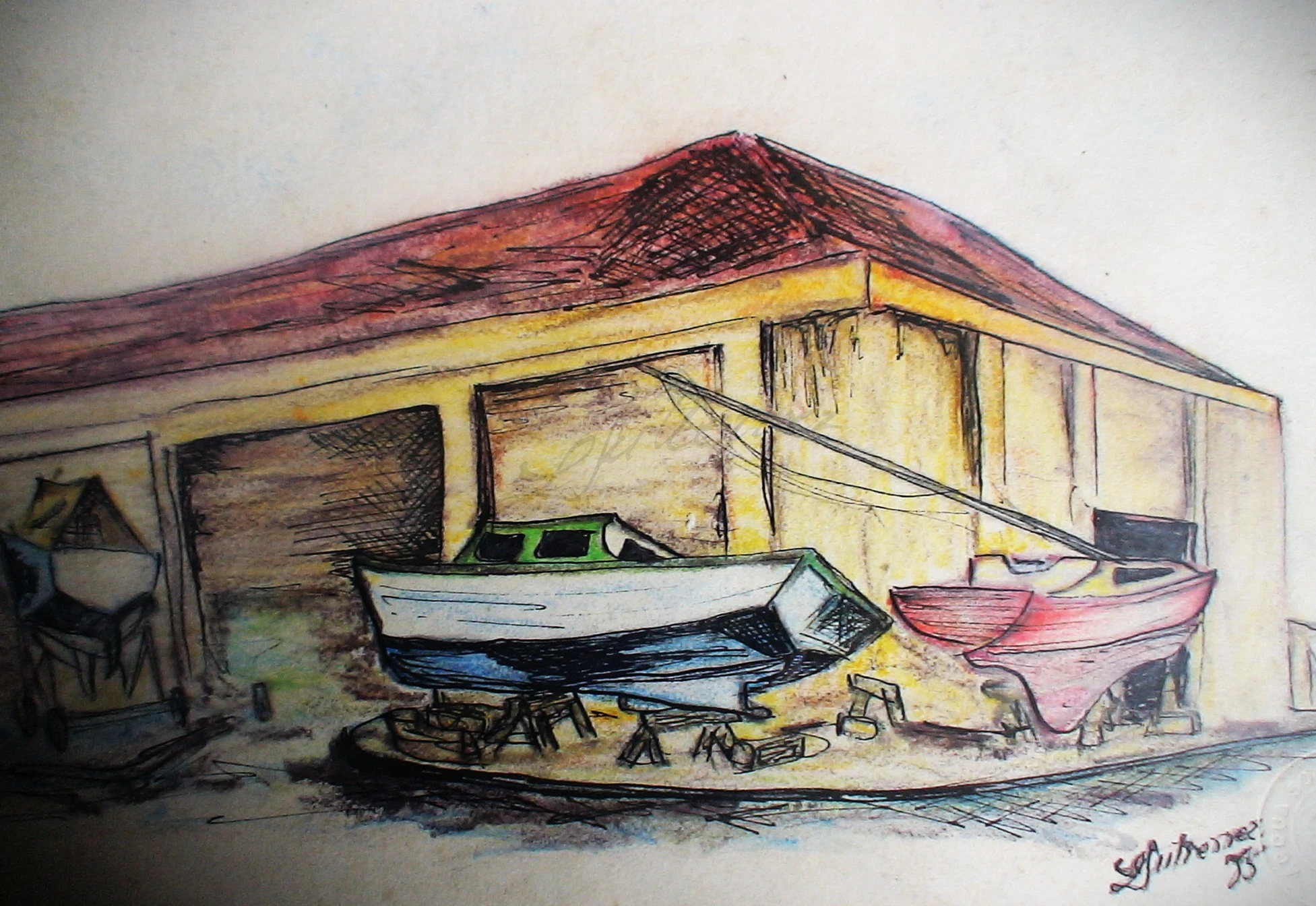 Barcos no Estaleiro, Paisagem
